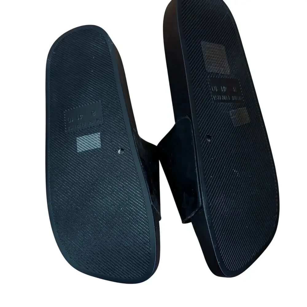 Cape Robbin Black Slide Sandals Women's Size 10 Embossed Floral Slip-On